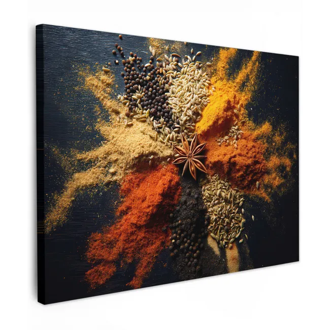 Canvas schilderij - Specerijen - Explosie - Oranje