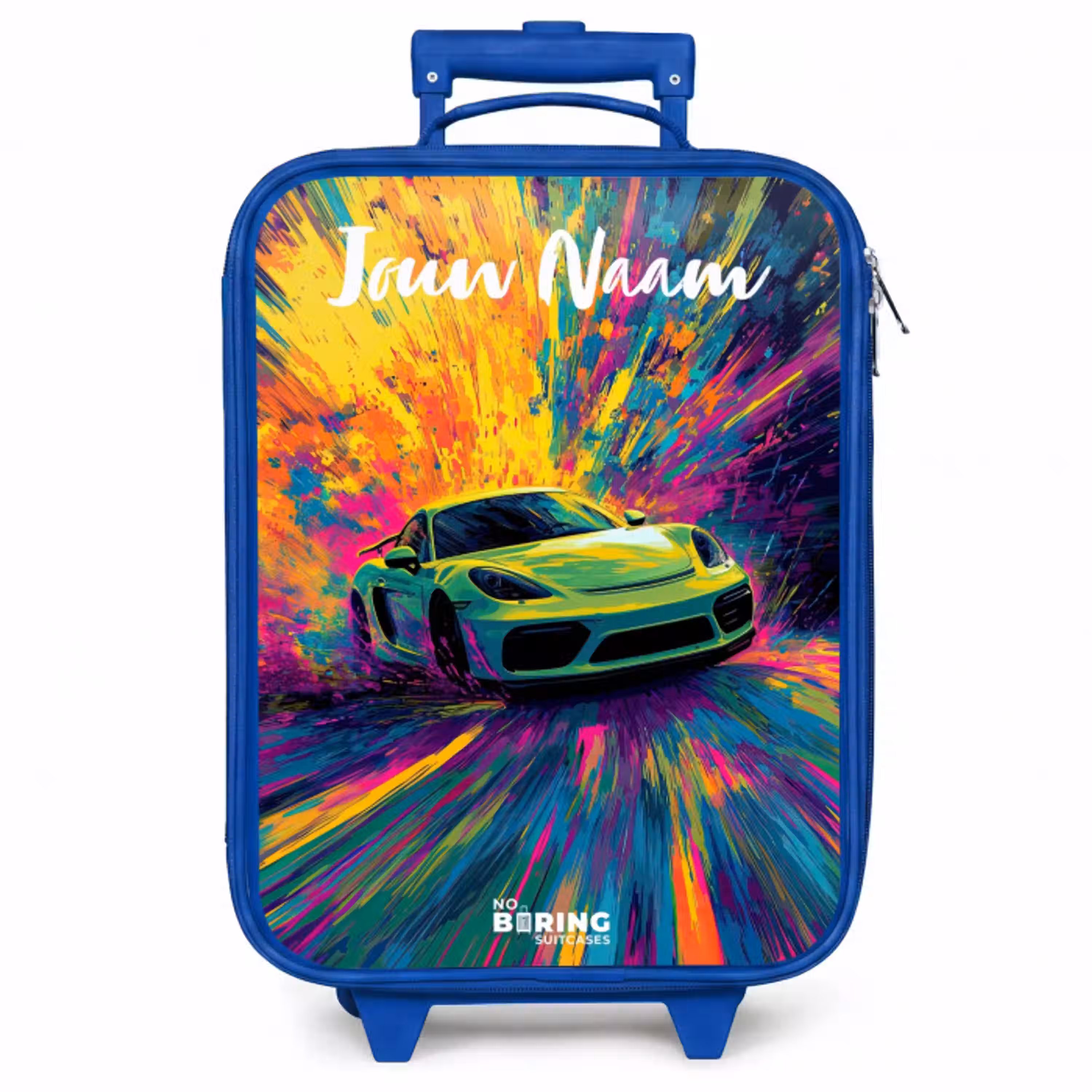 Sportauto - Groen - Verfstrepen - Kleuren Kinderkoffer - Blauw klein -zzz_website3d