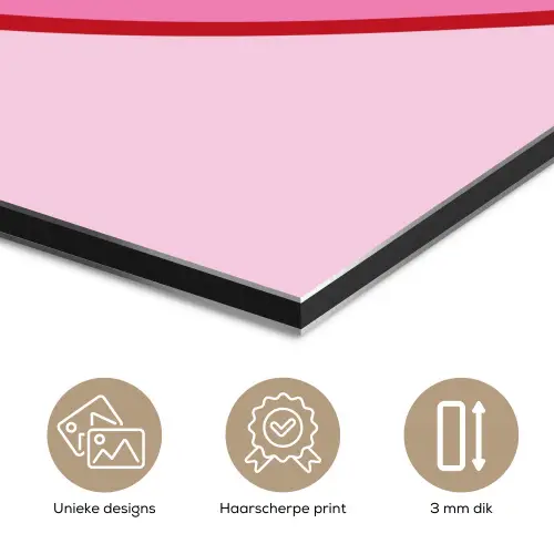 Hart - Frans - Valentijn - Roze aluminium wit klein -closeup_NL