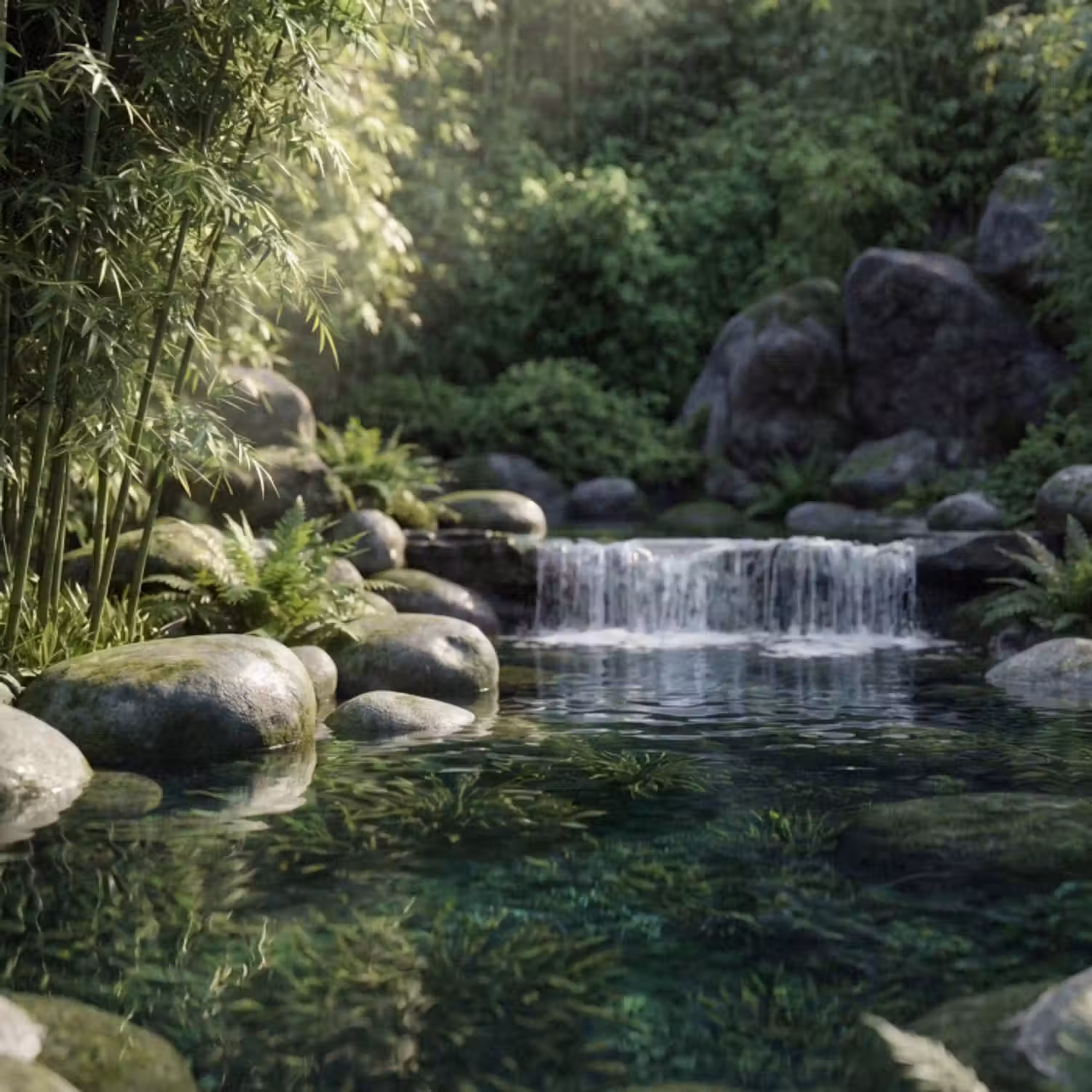 Tapete - Bach - Wasserfall - Natur - Grün