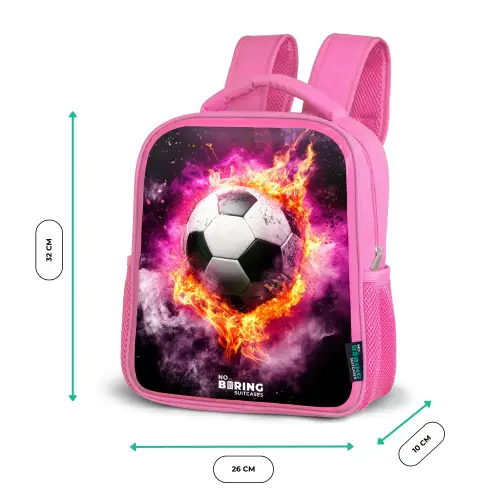 Voetbal in roze vuur explosie Kinderrugzak - Roze middel -productfoto_formaten