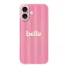 Roze - Gestreept - Belle Apple iPhone 16 klein -3d