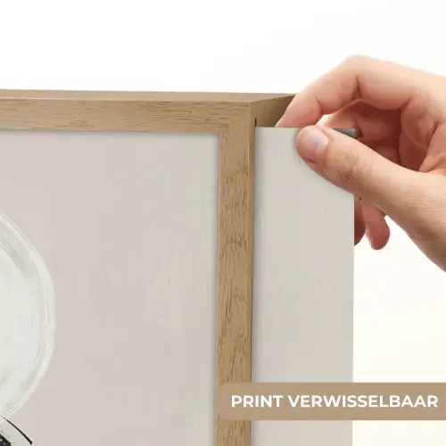 Cirkels - Strepen - Minimalistisch - Zwart Light Box met batterij (Wandlamp) middel -USP_websiteprintNL