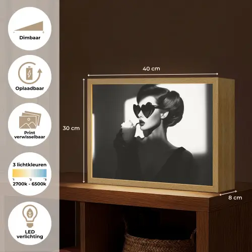 Vrouw - Zwart - Hart Light Box met batterij (Wandlamp) middel -USP_websiteoverzichtNL