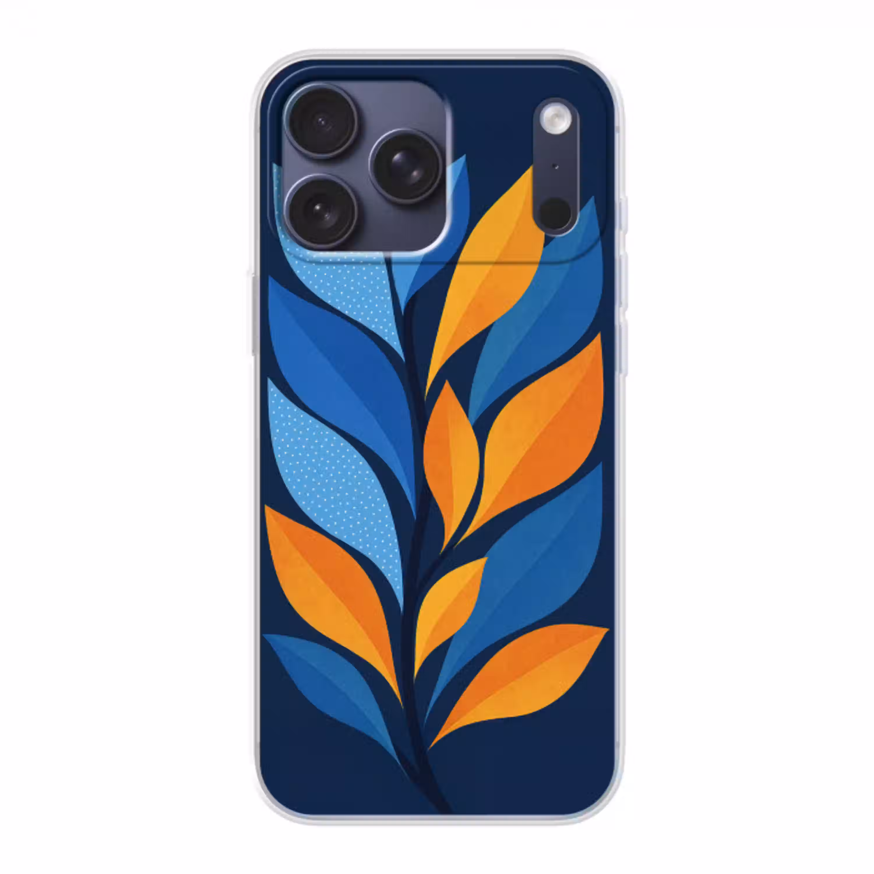 Abstract - Bladeren - Blauw Telefoonhoesje iPhone 17 Pro Max klein -3d