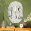 Zilver - Bestek - Hout Wandcirkel Ovaal Glas middel -sfeer2