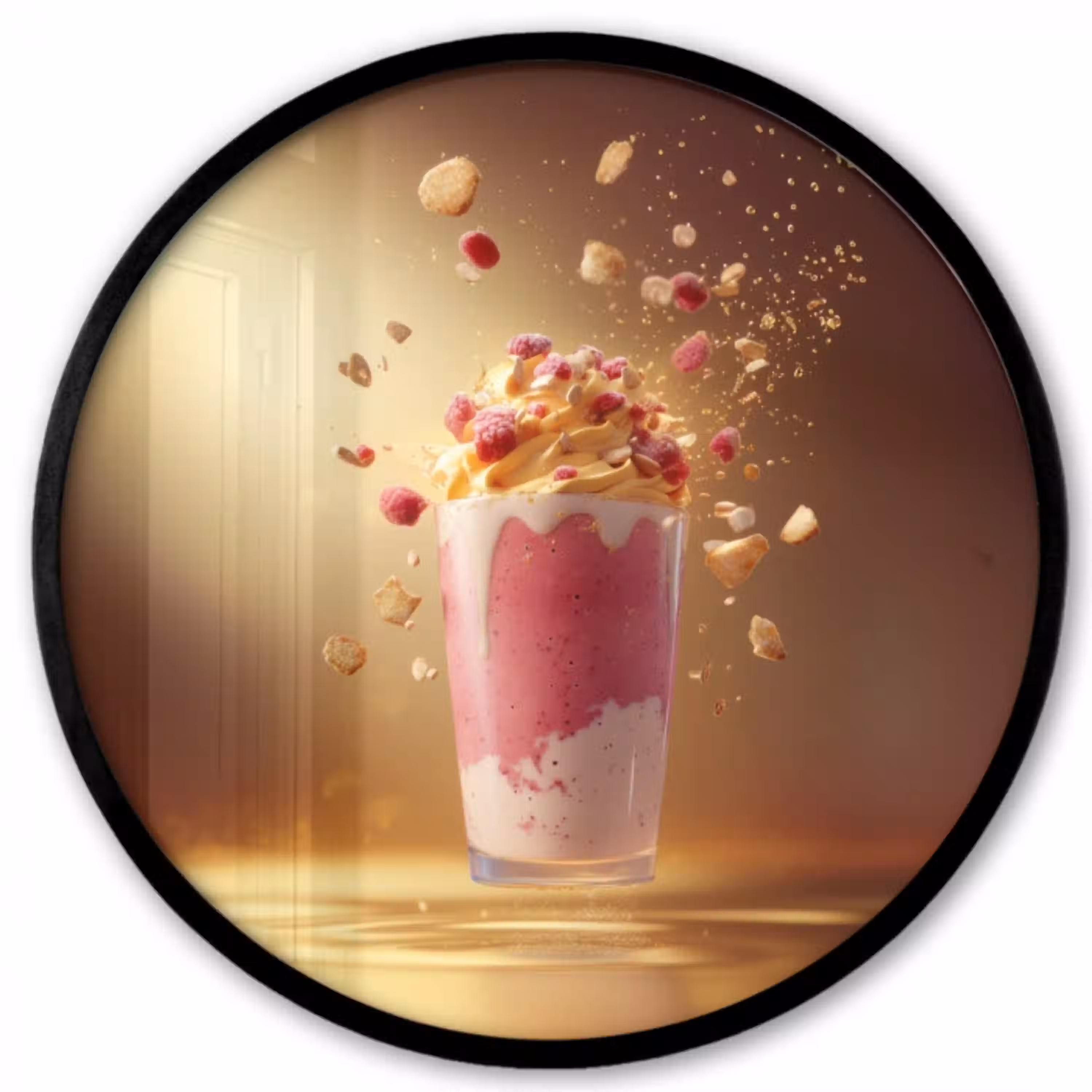 Framboos - Smoothie - Drinken - Roze Fotolijst rond zonder passe partout klein -3d