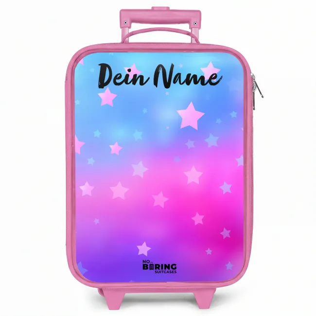Kinderkoffer Rosa mit Name - Sterne - Rosa - Blau