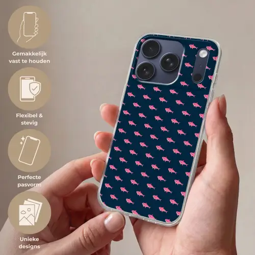 Haaien - Roze - Blauw - Zeedieren Telefoonhoesje iPhone 17 Pro klein -sfeer3_NL