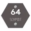 Grijs - Modern Naambord Hexagon klein -3d