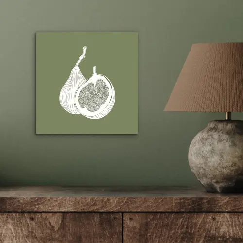 Vijgen - Minimalistisch - Getekend - Mosgroen aluminium wit klein -sfeer2