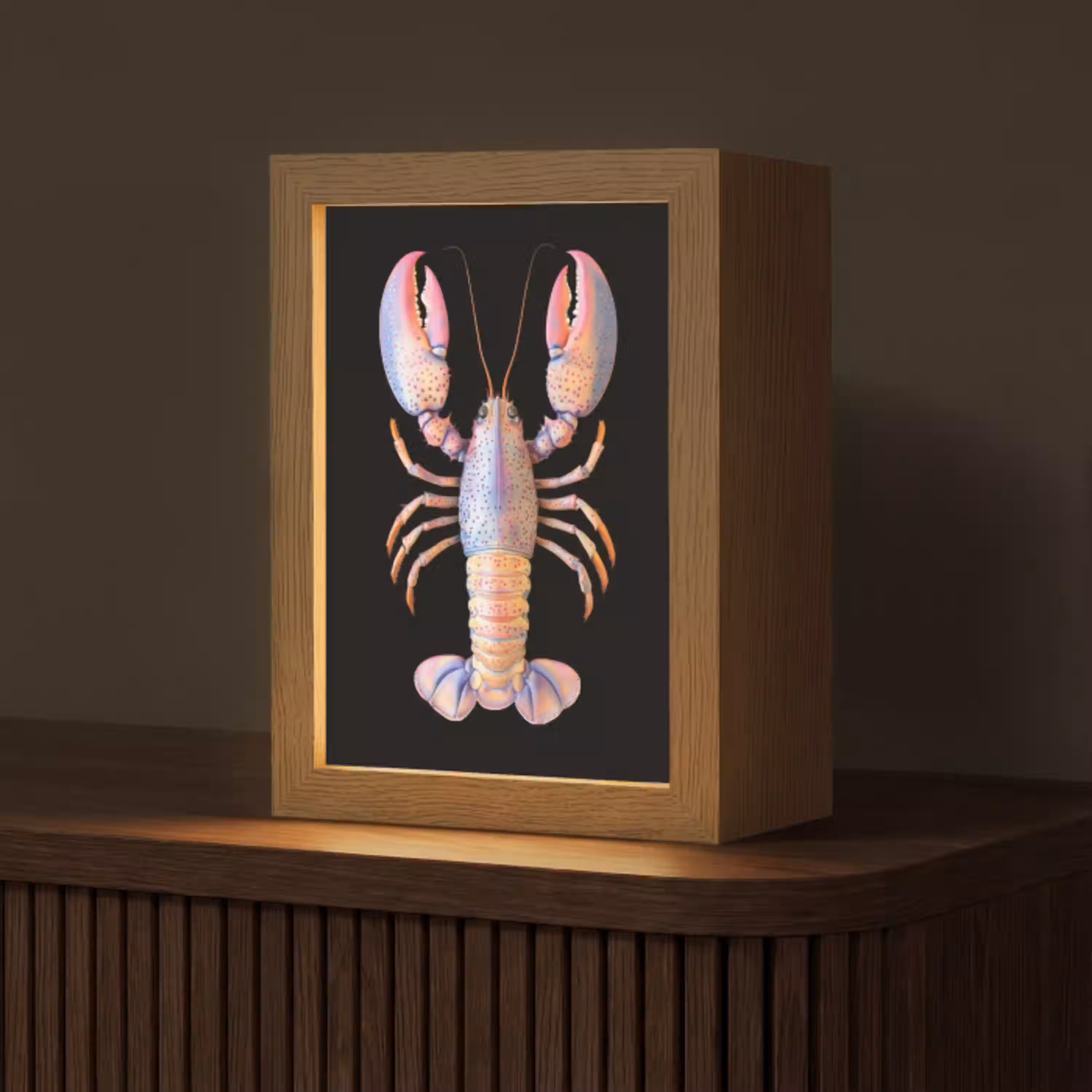 Kreeft - Roze - Zacht - Zwart Light Box met kabel (Tafellamp) klein -z3d_website
