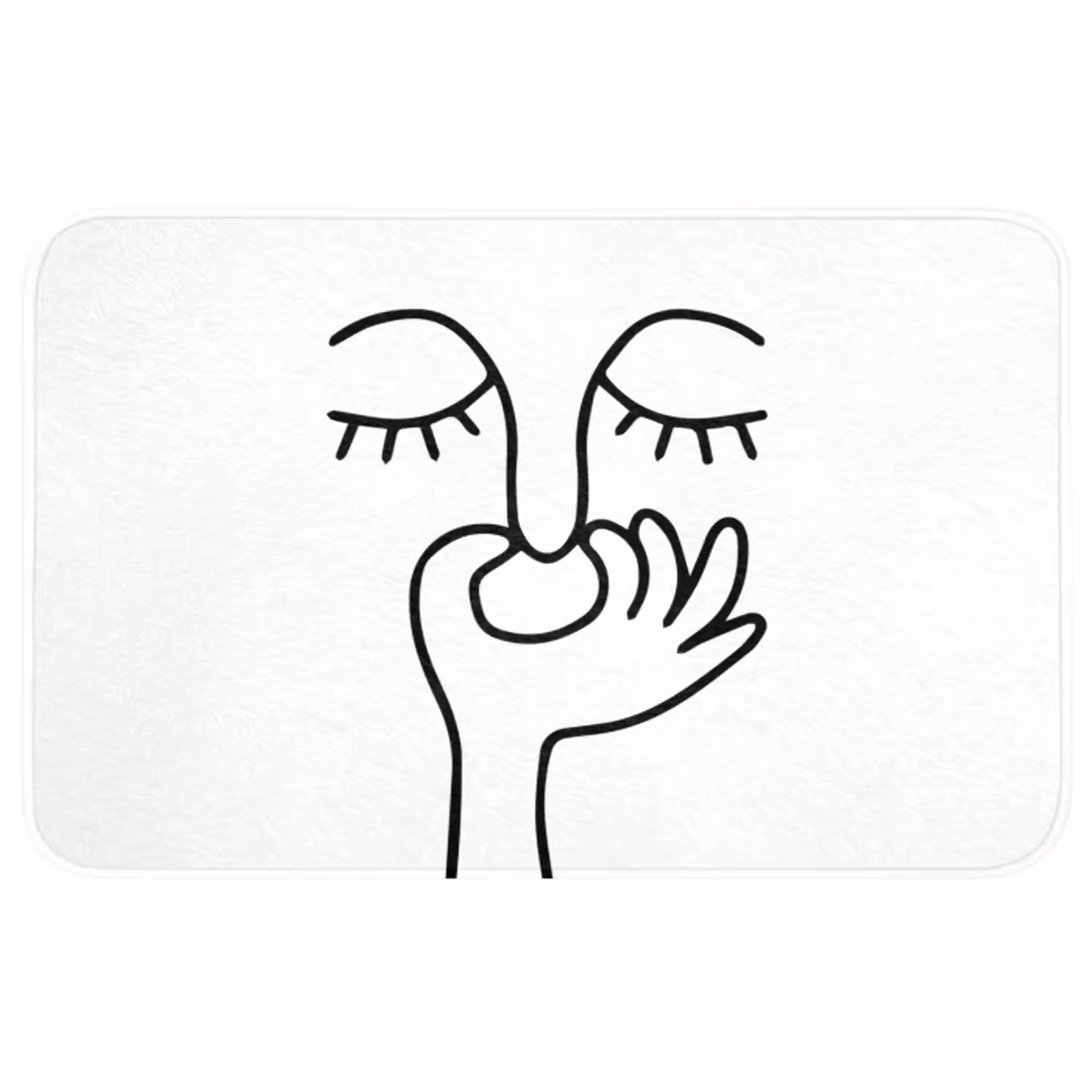 Line art - Gezicht - Wit Badmat middel -3d