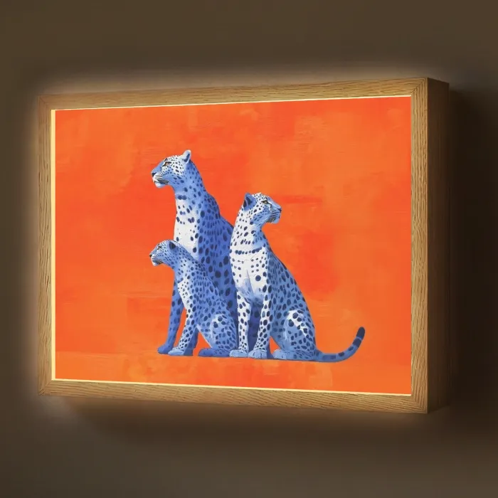 Luipaarden - Stippen - Oranje Light Box met batterij (Wandlamp) middel -z3d_website
