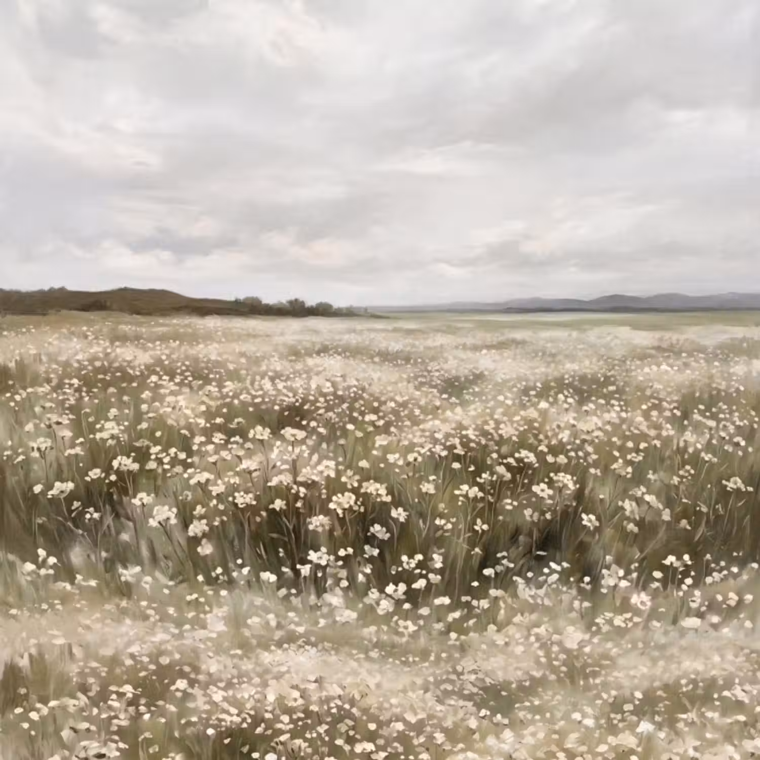 Behang - Illustratie - Landschap - Wit