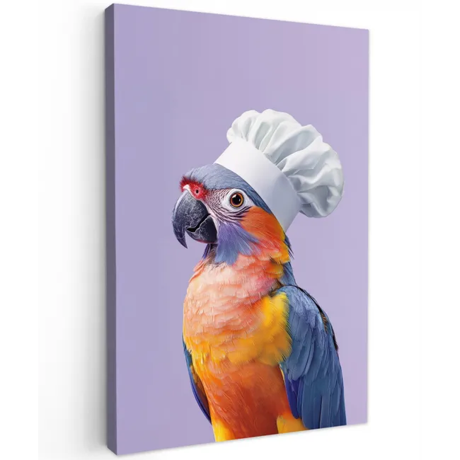 Papegaai - Koksmuts - Paars - Cute Tuinposter op houten frame 2 cm dik klein -3d