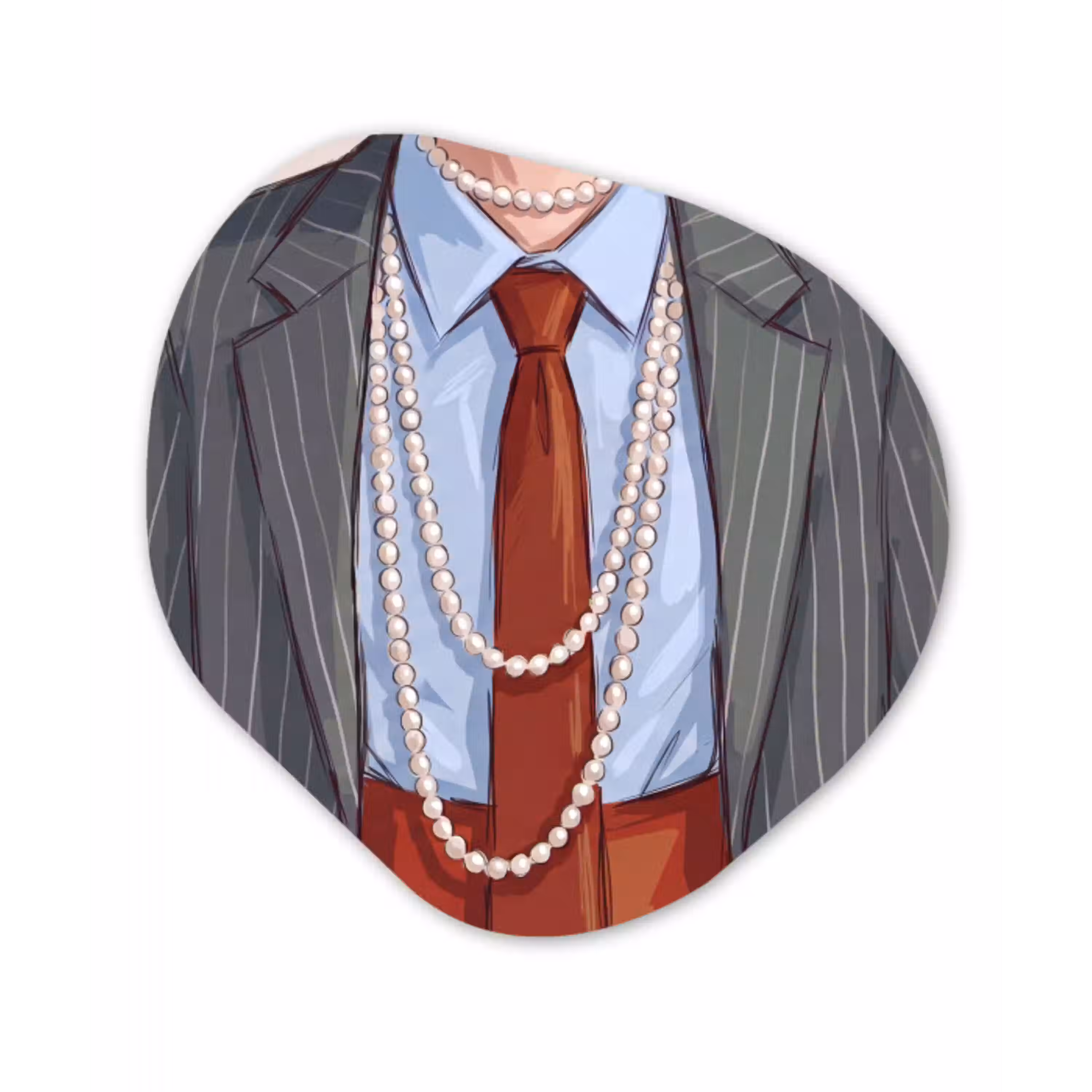 Kleding - Strik - Parels - Klassiek - Mode Wandcirkel Organisch Aluminium middel -3d
