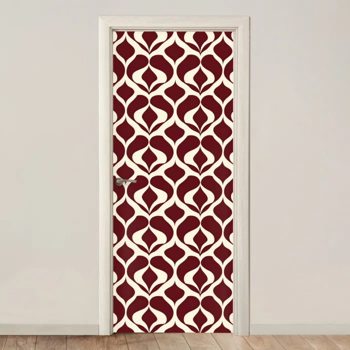 Rood - Druppelpatroon - Grafisch deurposter klein 289 -3d_beige
