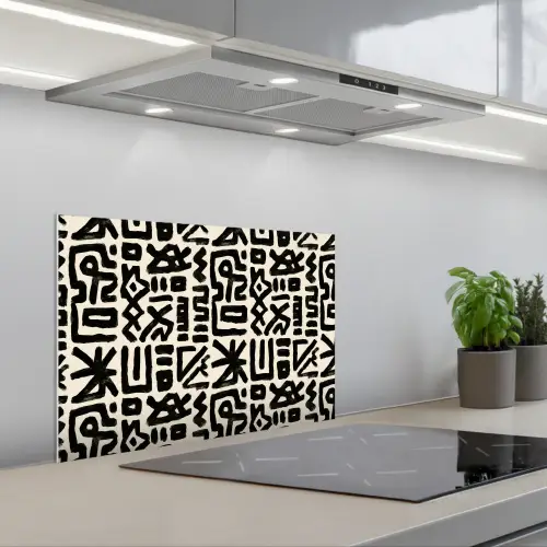 Geometrisch - Figuren - Zwart keuken achterwand spatscherm klein 900 -3d_schuin