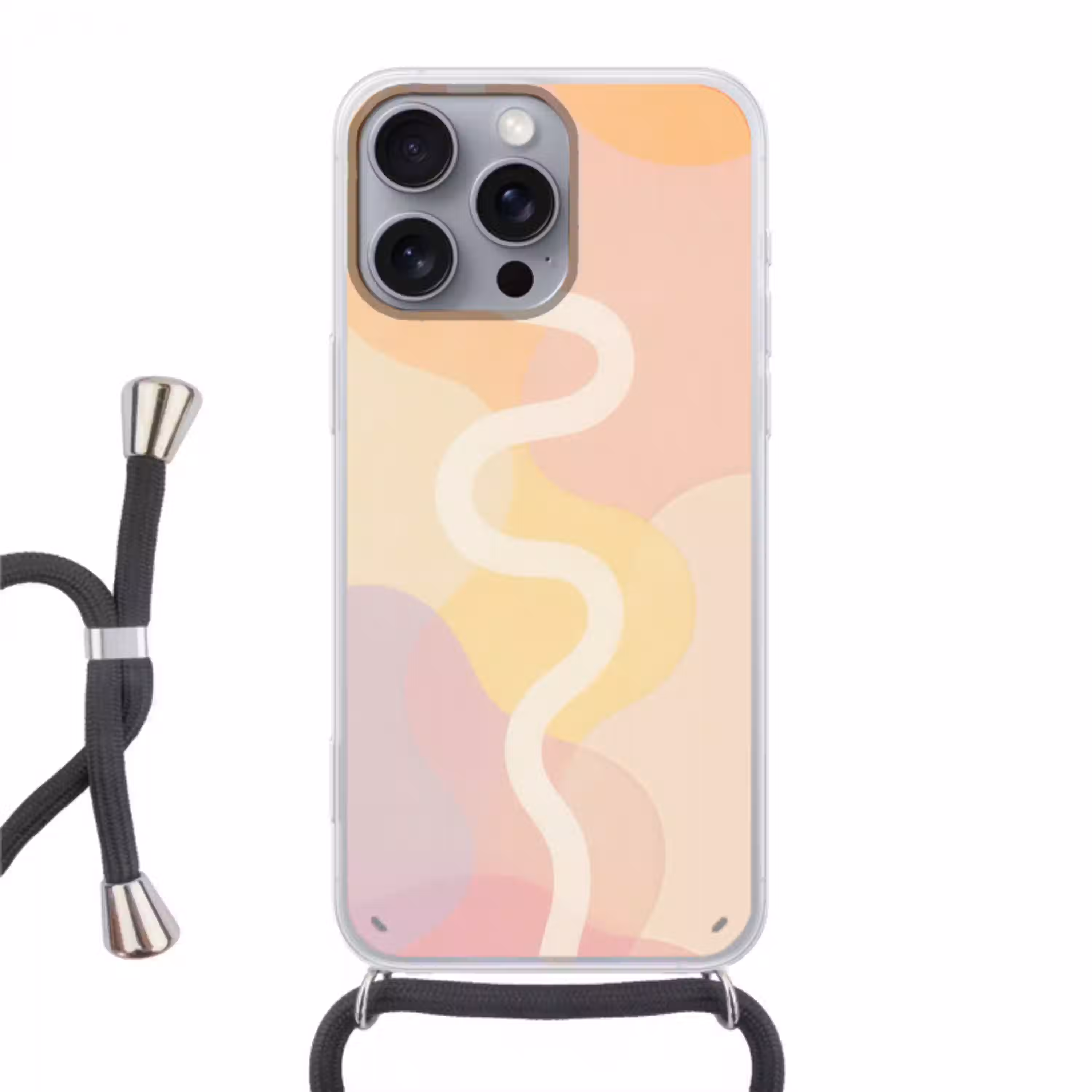 Golvende vormen - Abstract - pastel Hoesje iPhone 16 Pro Max met koord klein -3d