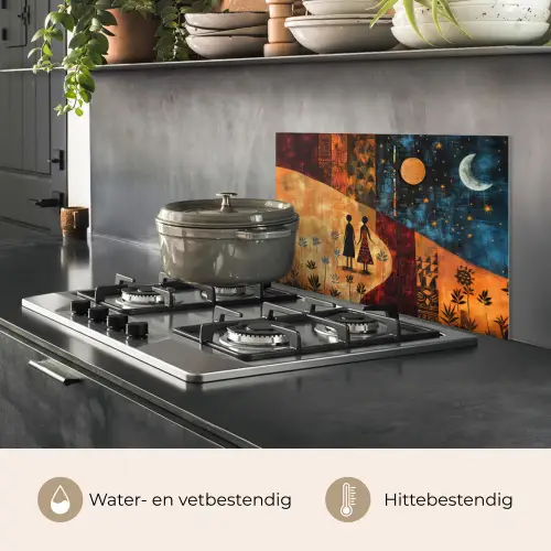 Silhouetten - Abstract - Zon - Maan keuken achterwand spatscherm klein -usp_NL
