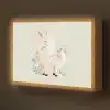 Eenhoorn - Bloemen - Beige Light Box met batterij (Wandlamp kind) middel -z3d_website