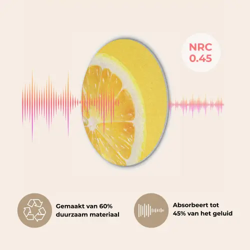 Citroen - Geel - Zonnig Akoestische PET Vilt - Rond klein -USP_NL