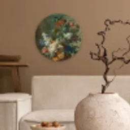 Stilleven met bloemen - Schilderij van Jan van Huysum Wandcirkel kunststof plaat 5mm dik klein -sfeer1