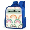Regenboog - Pastel - Patroon Kinderrugzak - Blauw middel -schuin