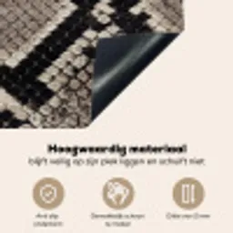 Slangenleer - Patroon - Beige Inductie beschemer met haakjes klein -ky-onderkant-nl