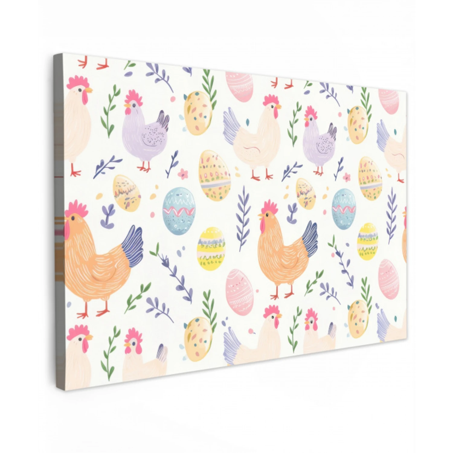 Patroon - Kip - Paaseieren Tuinposter op houten frame 2 cm dik klein -3d