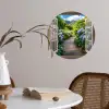 Doorkijk - Hortensia - Pad - Natuur Wandcirkel behangsticker klein -sfeer3