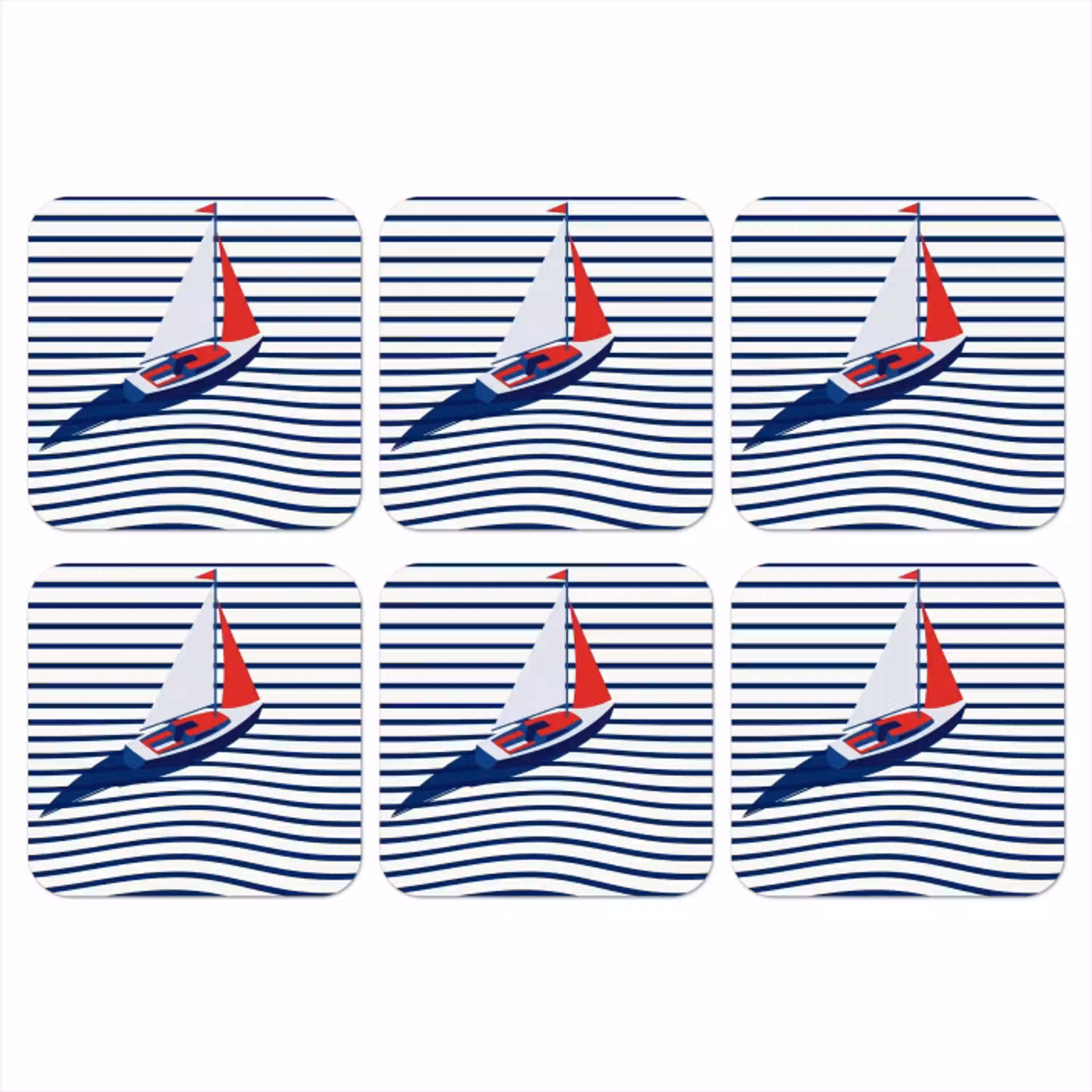 Boot - Water - Abstract - Blauw onderzetter kurk middel -3d