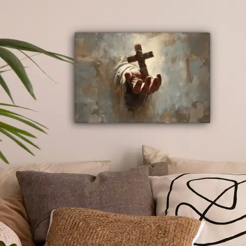 Abstract - Kruis - Hand - Christendom canvas 2cm klein -sfeer1
