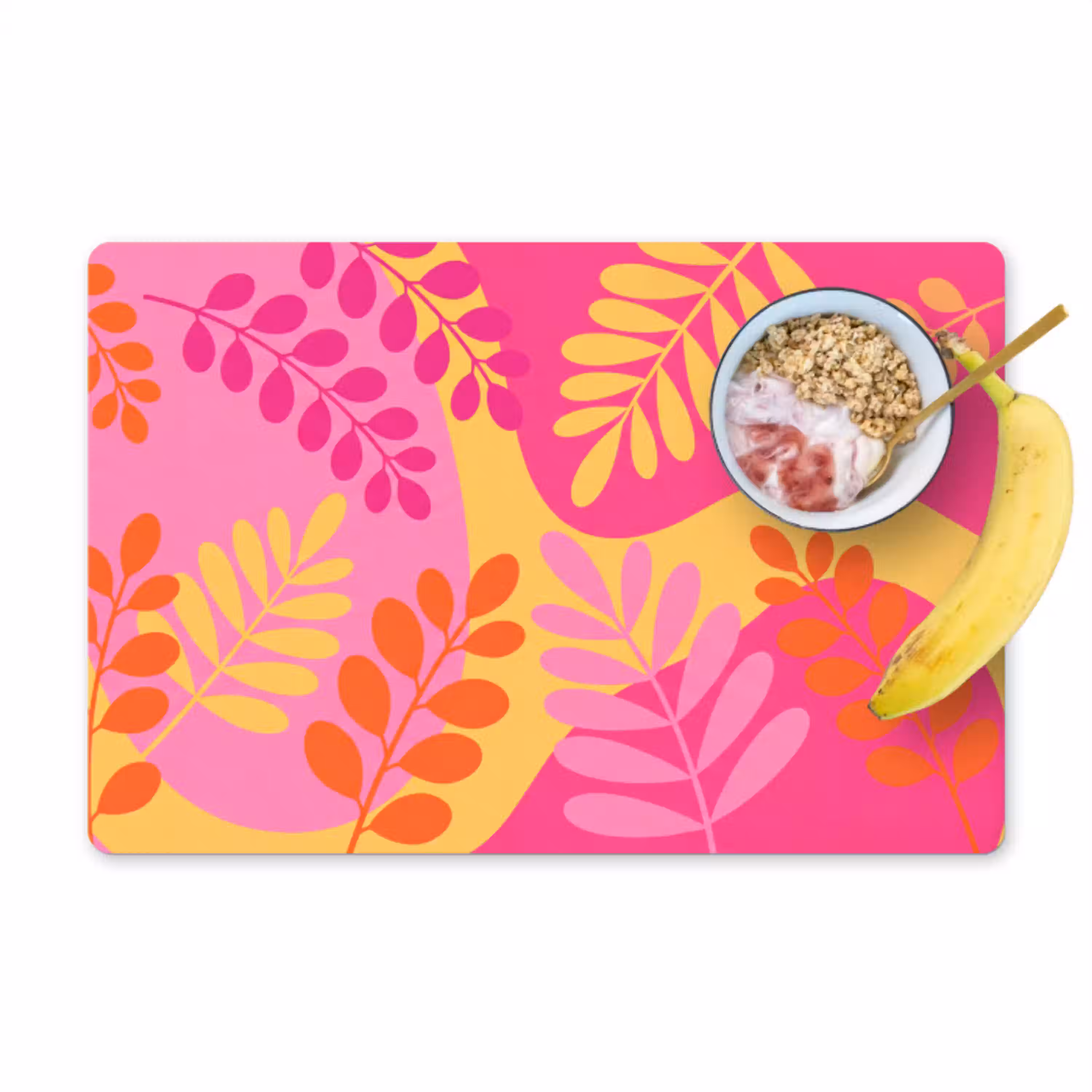 Natuur - Bladeren - Abstract - Roze - Geel Placemat vinyl groot -zzzproduct_Kitchenyeah-website
