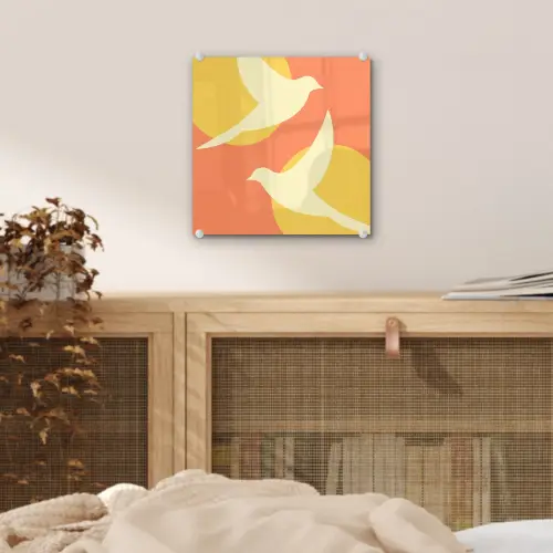 Vogels - Cirkels - Geel plexiglas 5mm klein -sfeer4
