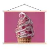 Softijs - Edelstenen - Roze - Hoorntje textielposter latten blank klein -3d
