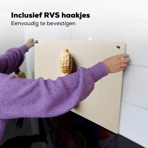 Pinda - Ruw - Beige Inductie beschemer met haakjes klein -ky-ophangen-nl