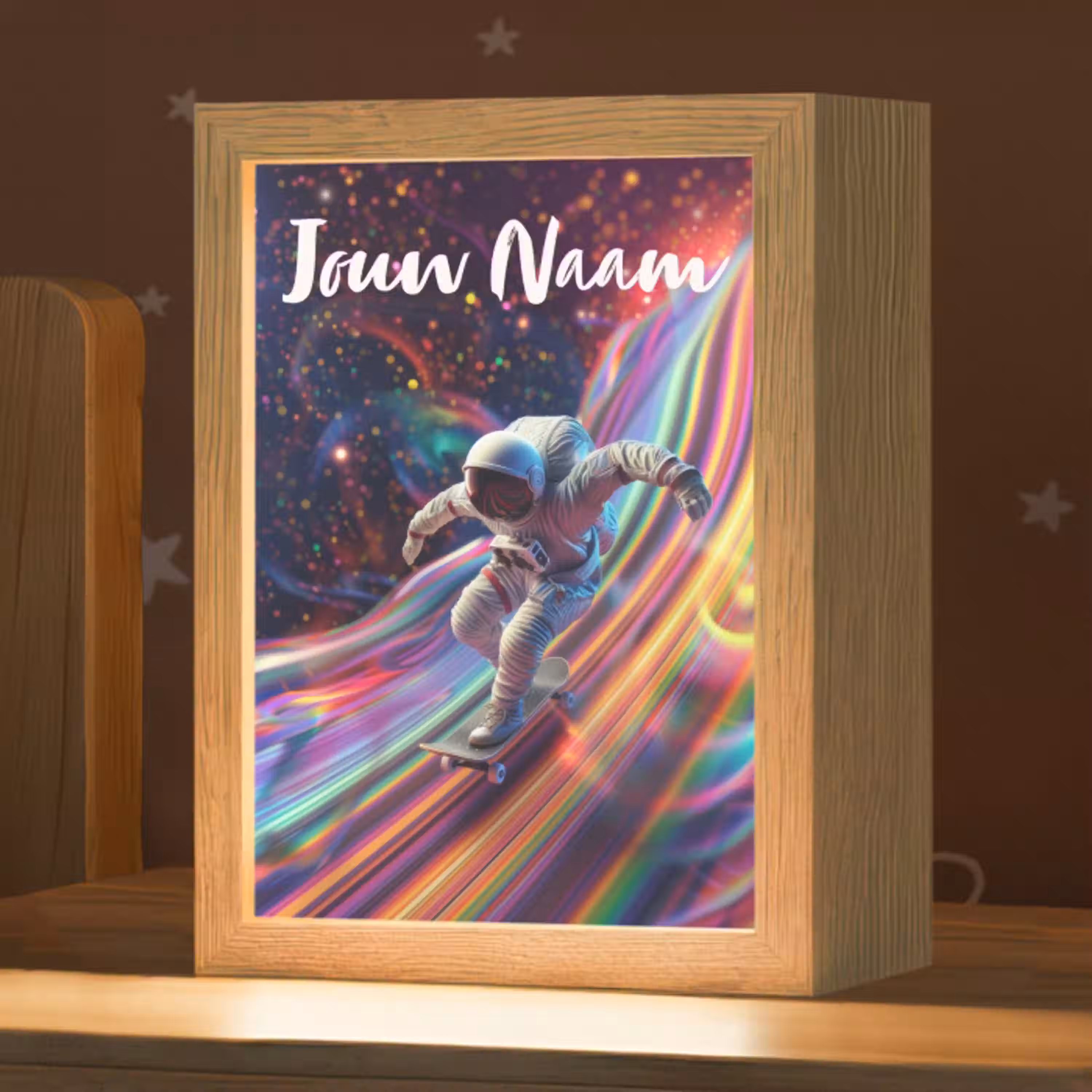 Astronaut - Ruimte - Skateboard - Kleurrijk Light Box met kabel (Kinderlampje) klein -zzz_3d_website
