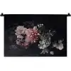Bloemen - Vintage - Pastel - Zwart - Boeket Wandkleed katoen klein -zz3d