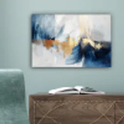 Goud - Blauw - Watercolor - Kunst - Modern canvas 2cm klein -sfeer4