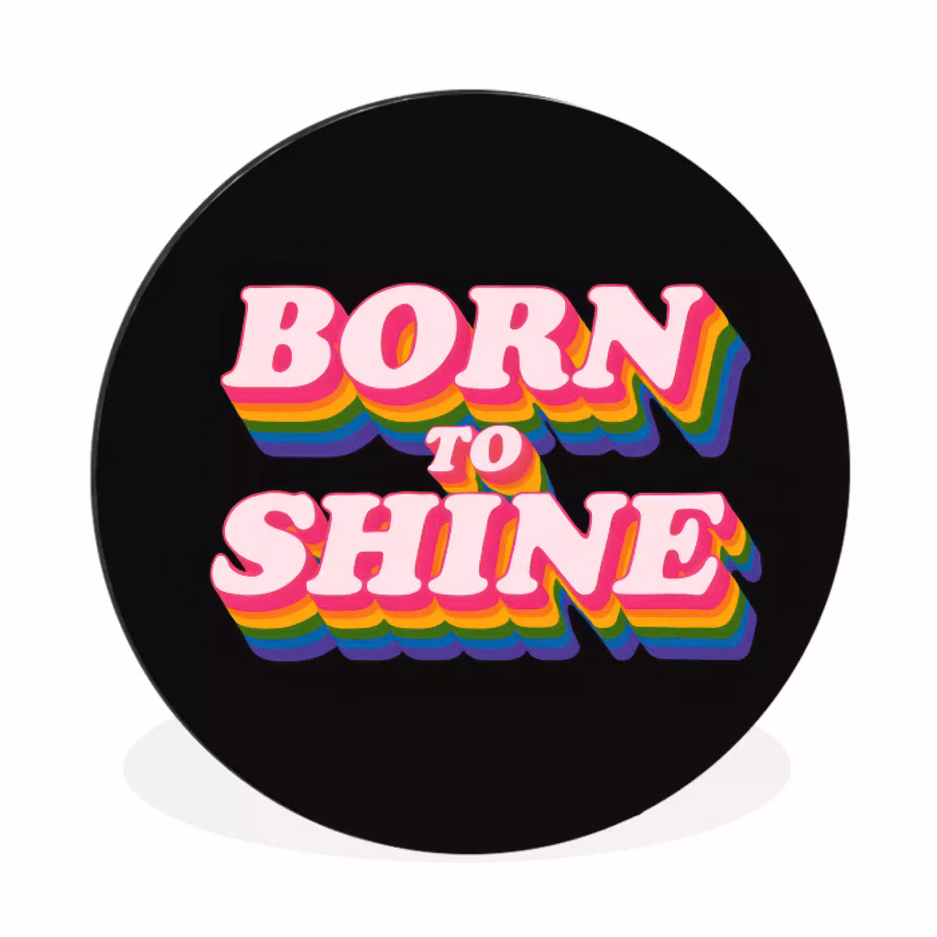 Quote - Regenboog - Roze - Zwart Wandcirkel aluminium klein -3d