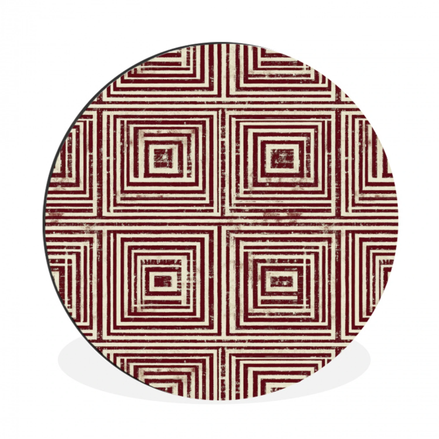 Geometrisch - Patroon - Rood Wandcirkel aluminium klein 190 -3d