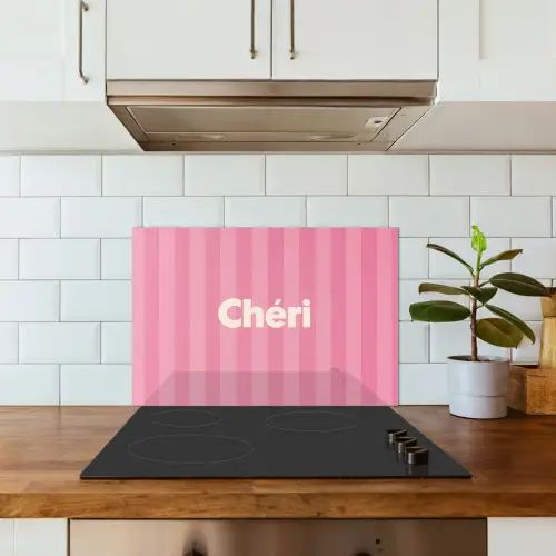 Gestreept - Roze - Chéri keuken achterwand spatscherm klein -sfeer2