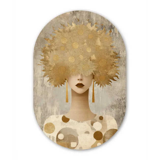 Muurovaal - Goud - Portret - Vrouw