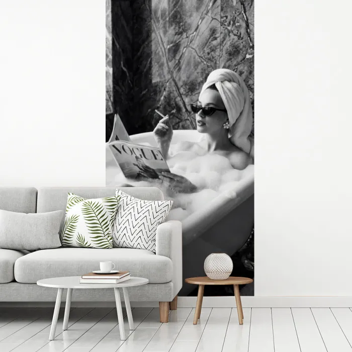 Relaxt - Bad - Zwart - Wit fotobehang vinyl groot -woonkamer