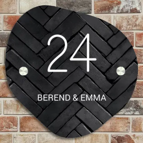 Zwarte tegels - Klassiek Naambord Organisch middel -sfeer10