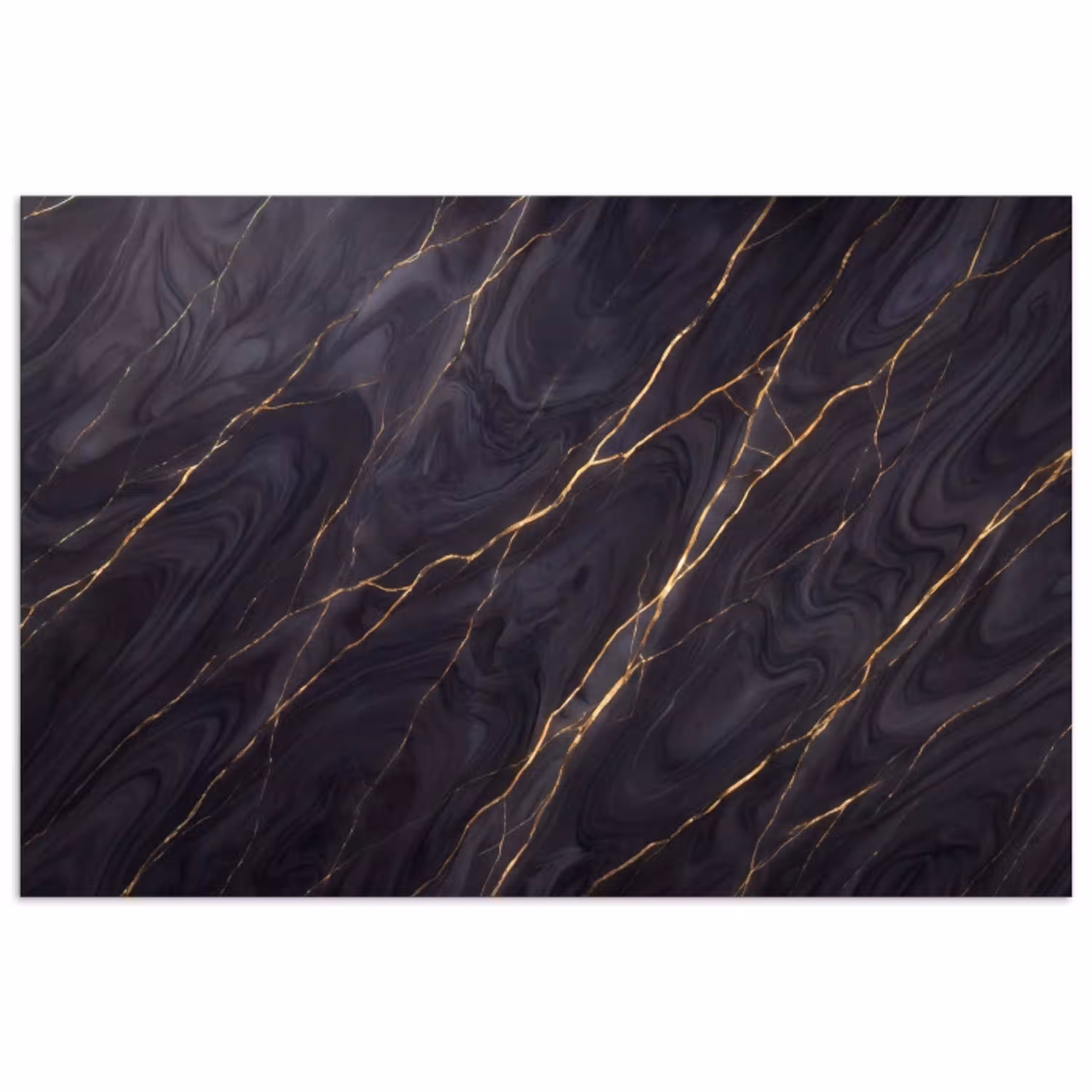 Marmer - Goudaders - Abstract - Modern - Zwart poster papier klein -3d