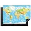 Wereldkaart - Staatkundig - Blauw - Aarde - Educatief Inductie beschermer vinyl 3mm klein -3d