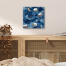 Huisjes - Vogels - Sneeuw - Winter - Blauw aluminium wit klein 46 -sfeer3